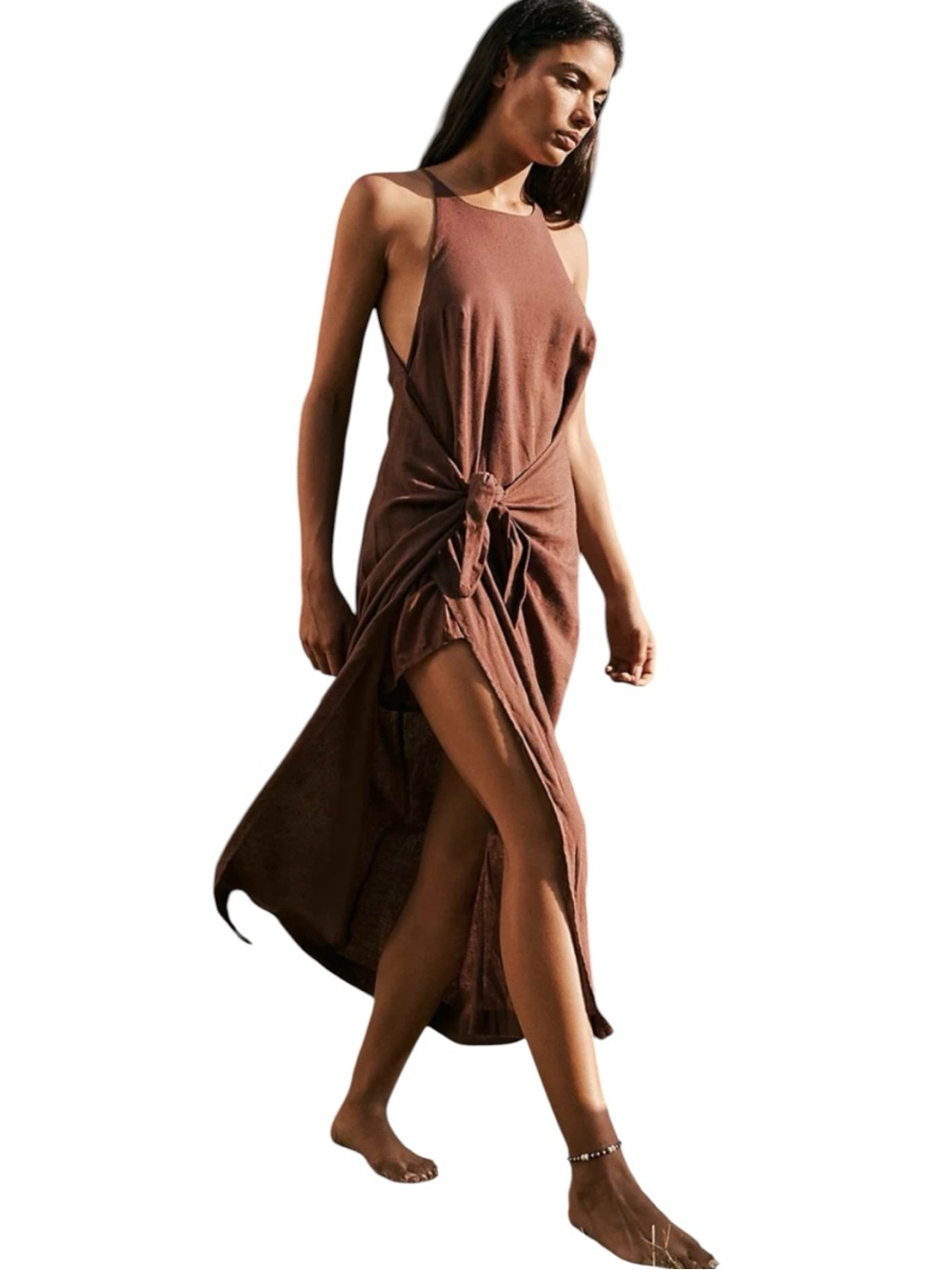 Free People Call Me Chocolate Brown Midi Dress Size Large